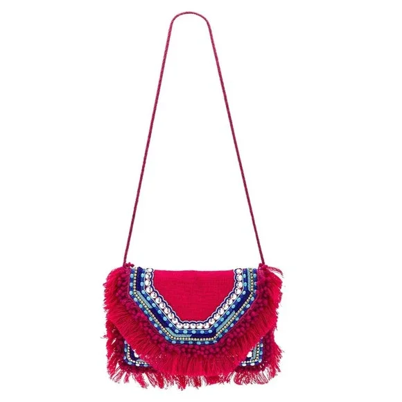 SHASHI Elaine Boho Crossbody Bag Shoulder Pink